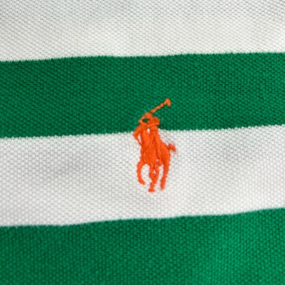 Green and White Striped Polo Shirt by Ralph Lauren - Picture 7 of 9